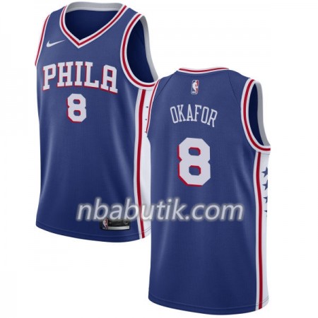 NBA Mænd Trøje Philadelphia 76ers Jahlil Okafor 8 Nike 2017-18 Blå Swingman